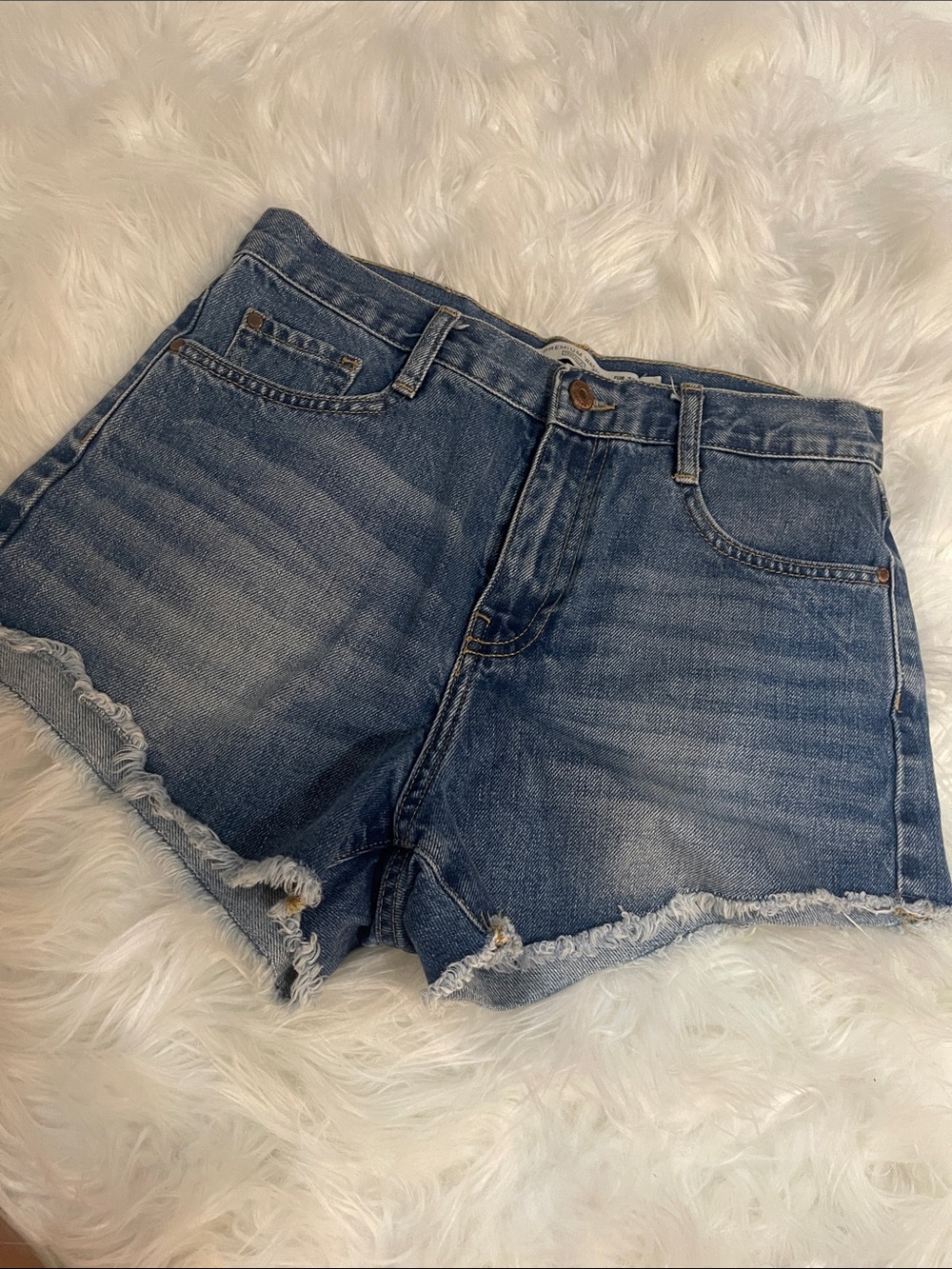 Zara Frayed Hem Denim Shorts - Blue